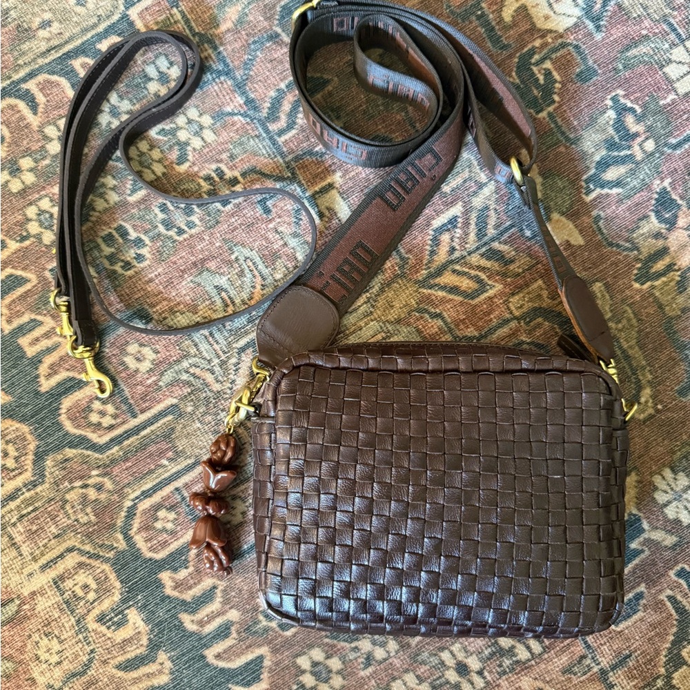 Clare V Midi Sac - Kalamata Woven Checkered, EUC with Two Straps & Bag Charm!